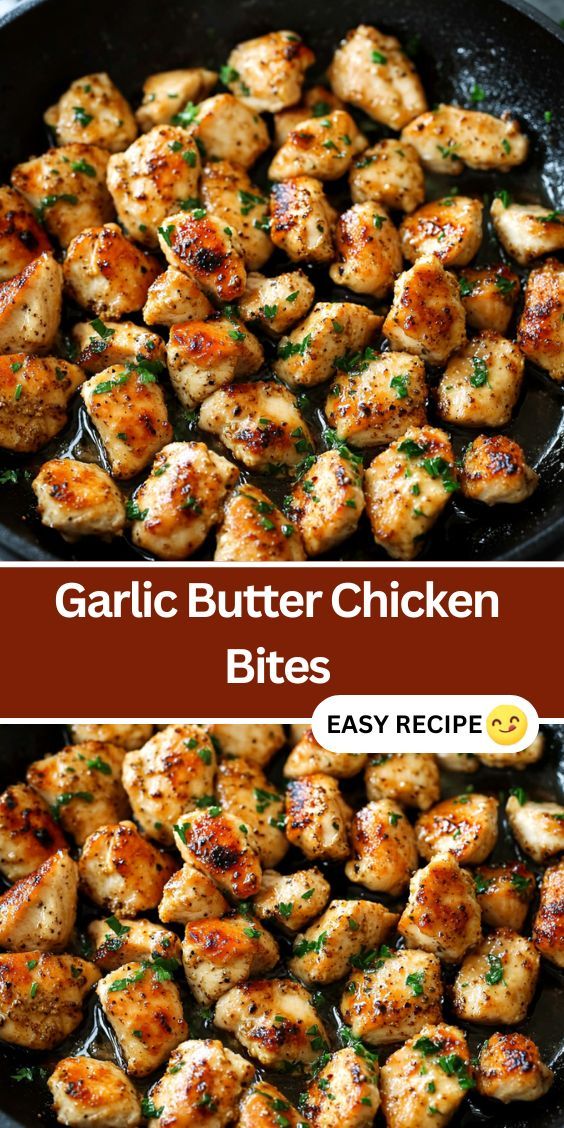 garlic butter chicken bites in a skillet