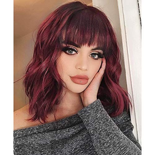 Red Hair With Bangs, Vivid Hair Color, Makeup Looks To Try, Curly Bob Wigs, Red Wigs, Amazing Makeup, Red Hair Color, Hair Colours, Colored Hair