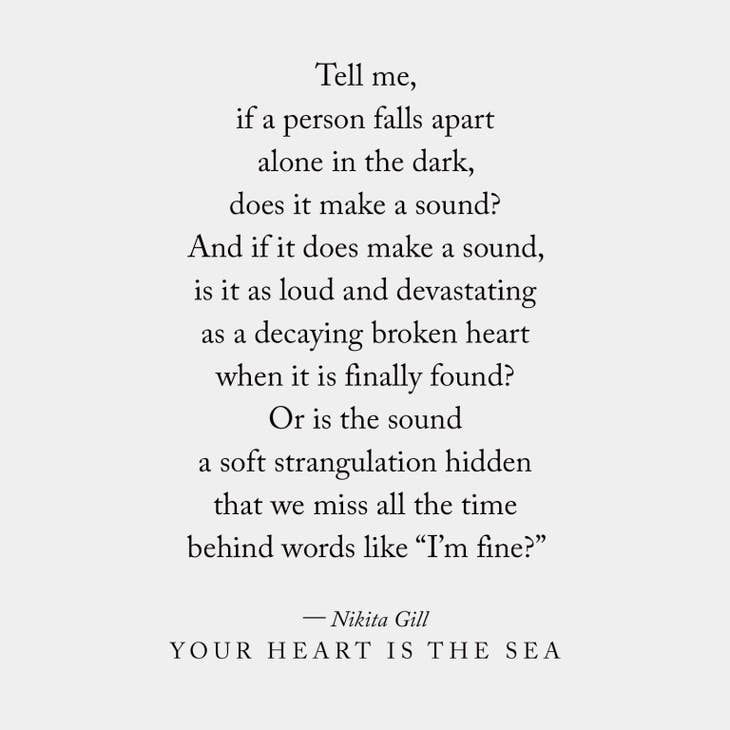 By Nikita Gill Let poetry help you examine the depths of your wounds. Let it remind you that no matter how deep it goes, you will be able to heal it because you have been able to heal every single wound inflicted on your heart and soul before. Let these words show you that you will be able to find the light at the end Poetic Quote, Nikita Gill, Thought Quotes, Deep Thought, A Poem, Poem Quotes, Healing Quotes, Deep Thought Quotes, Poetry Quotes