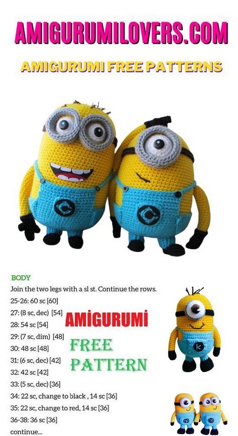 the instructions for crocheted minion amigurmi patterns