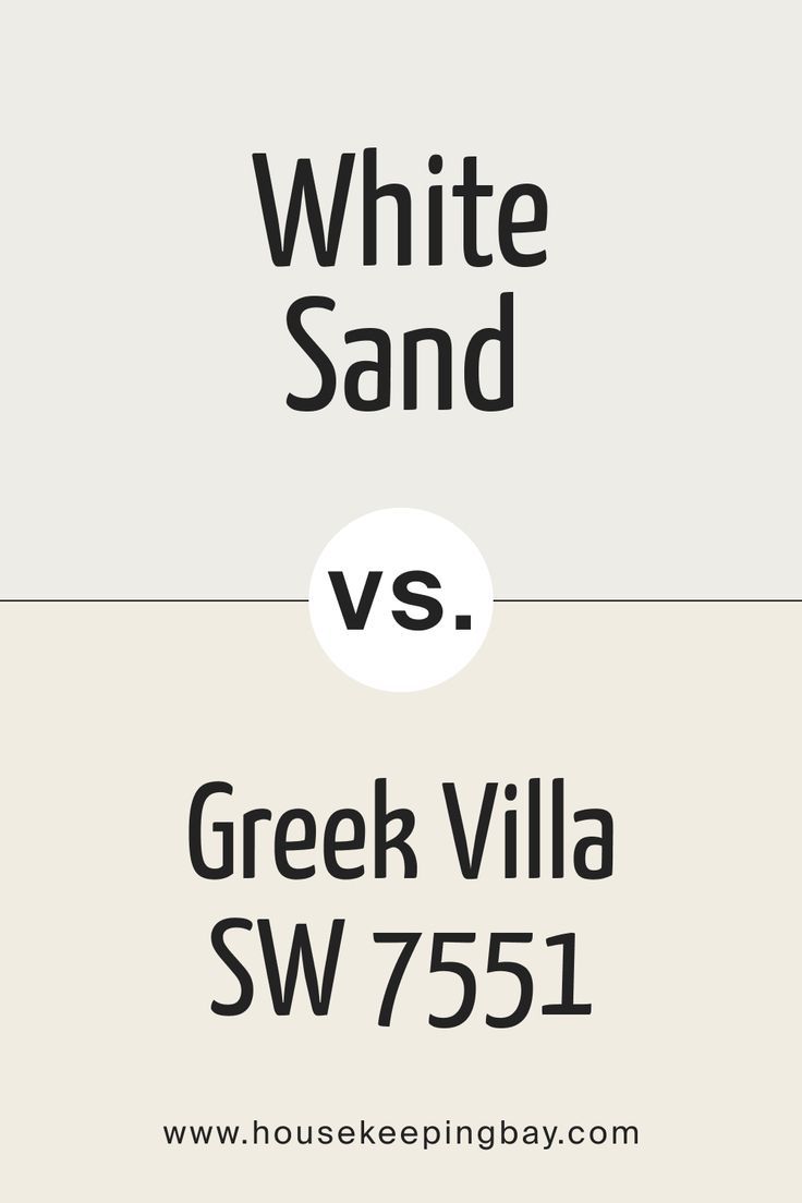 White Sand SW 9582 vs  Greek Villa by Sherwin-Williams Sw Greek Villa, Greek Villa Sherwin Williams, Greek Villa, Sherwin Williams White, Greek Villas, House Paint Exterior, White Doves, Trim Color, Coordinating Colors