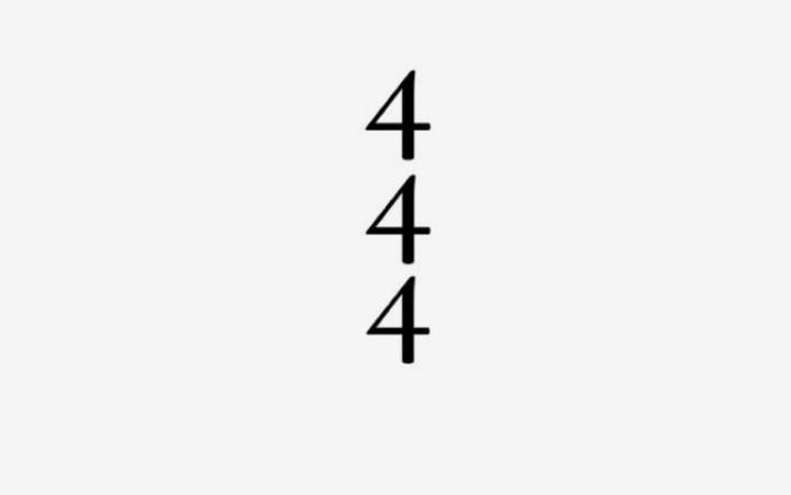 the number four is written in black on a white background, and it appears to be 4