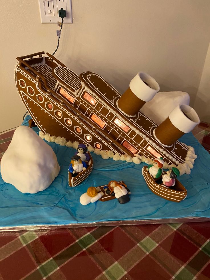 a cake made to look like a ship