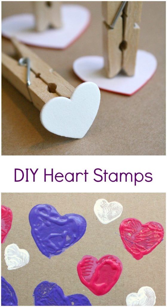 heart stamps are being used to make paper hearts for valentine's day crafting