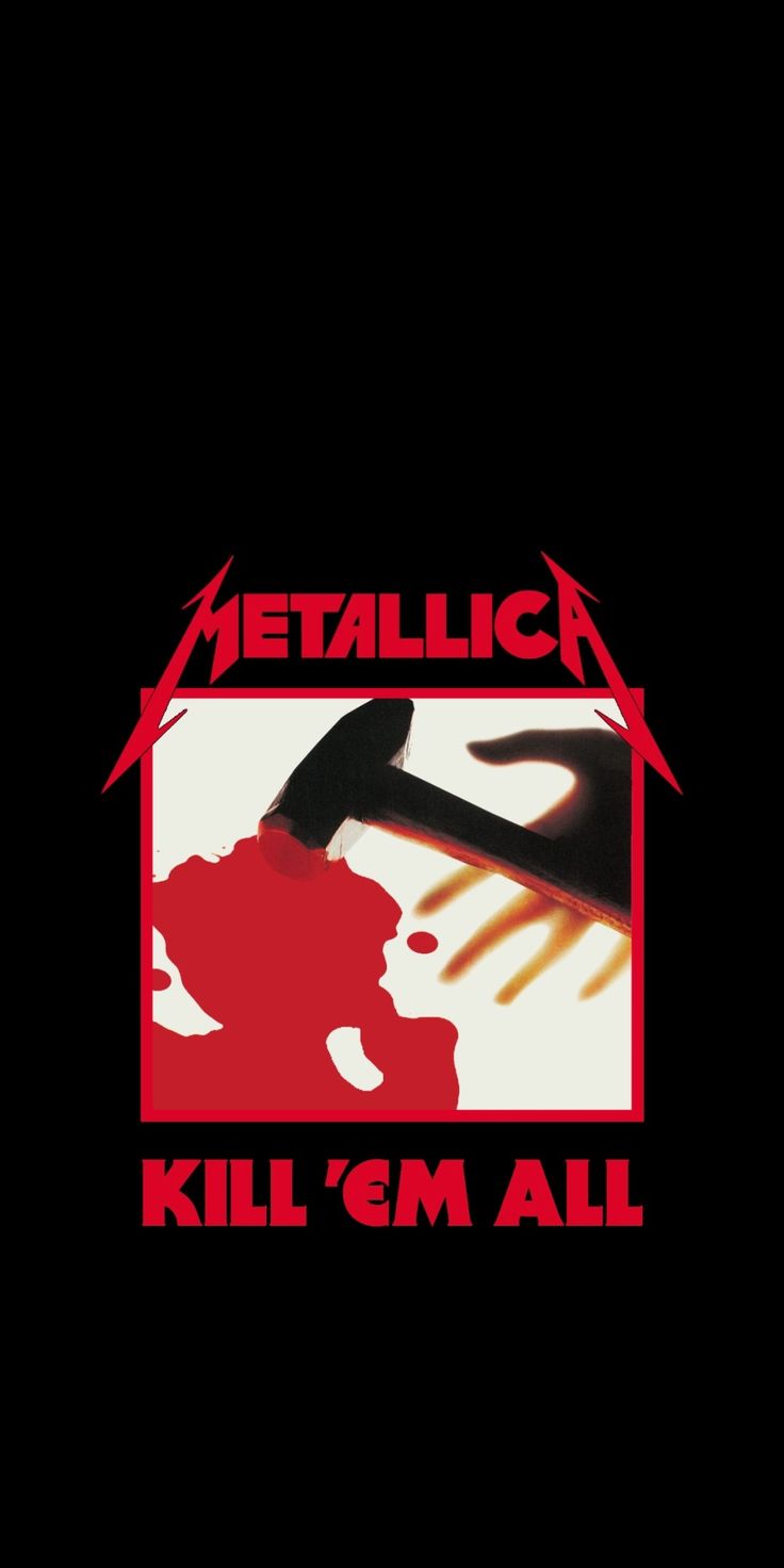 metallichead logo with the words kill'em all in red and black on it