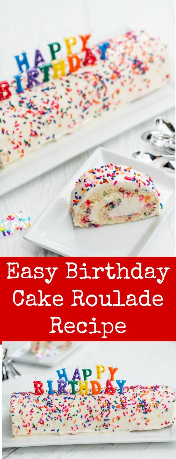 an easy birthday cake roll with sprinkles on it and the words happy birthday written in large letters