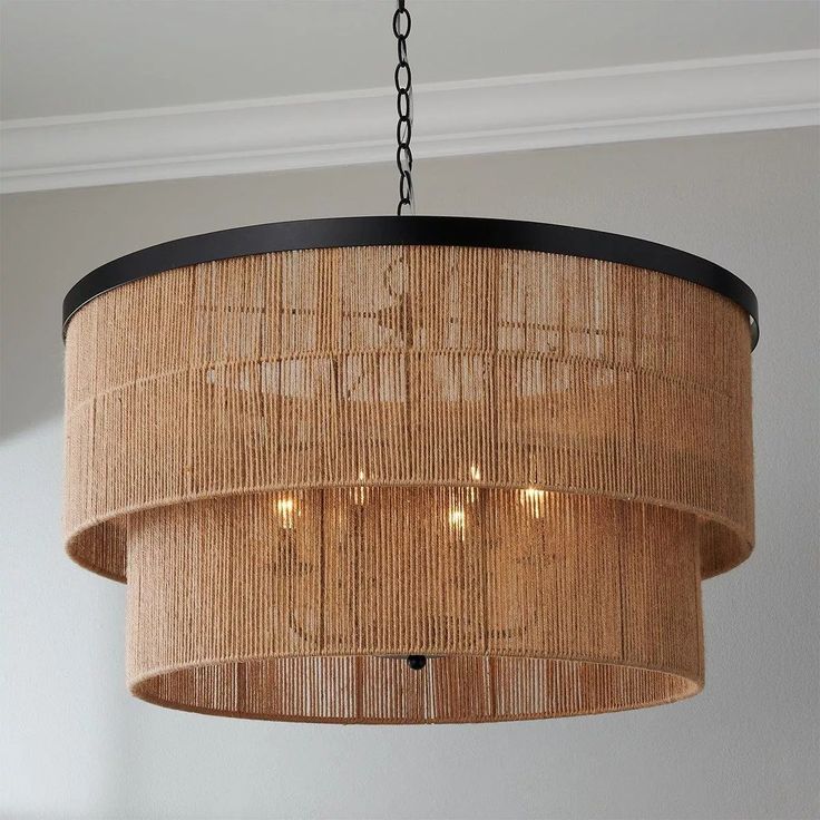 Valdez Tiered Drum Chandelier | Shades of Light Modern Bohemian Chandelier, Drum Light Chandelier, Woven Chandelier Bedroom, Black Boho Light Fixture, Boho Light Fixture Dining Rooms, Living Room Vaulted Ceiling Lighting, Shades Of Light Chandelier, Large Drum Chandelier, Mid Century Modern Chandelier Living Room