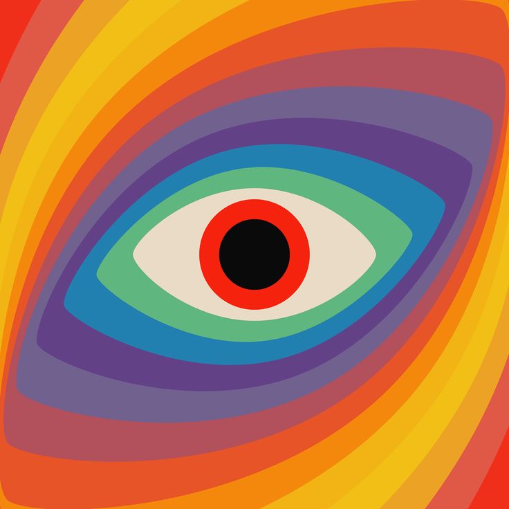 an eye is shown in the middle of a colorful background