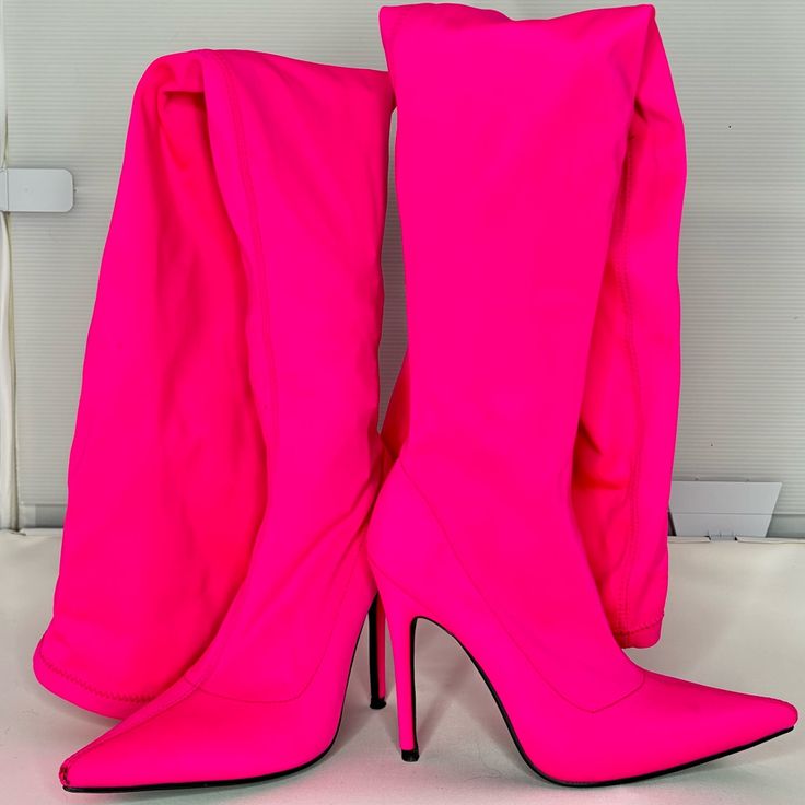 Size: 6.5 Brand New. Never Worn Except Try On. Thigh High Boots. Brand: Public Desire. Cute/Comfortable/True-To-Size. Very Unique/Rare. #Arianagrande Fitted Yellow Boots For Spring, Pink Fitted Ankle-high Heeled Boots, Casual Fitted High-top Heeled Boots, Yellow Fitted Casual Boots, Pink Fitted High-top Boots, Fitted High-top Pink Boots, Trendy Fitted High-top Heeled Boots, Fitted Yellow High Heel Boots, Pink Knee High Boots