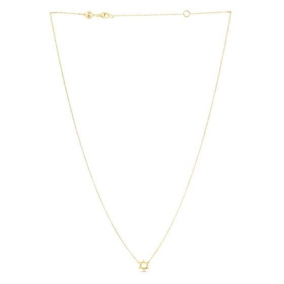 This beautiful 14k yellow gold Star of David necklace comes in a high polish finish & closes with a lobster clasp. This stunning piece is hand crafted & sits effortlessly between a glimmering rolo chain. Uniquely balanced in the center is a beautiful Star of David that adds that unique touch to your collection. Measuring 18 inches in length.Product Details: Necklace Information : Metal : 14K Yellow Gold Chain Type : Rolo Clasp : Lobster Clasp Star Of David Necklace, Men Shoes Formal, Sneaker Jewelry, Clutch Pouch, Yellow Gold Chain, Star Of David, Gold Star, Rolo Chain, Mens Slippers