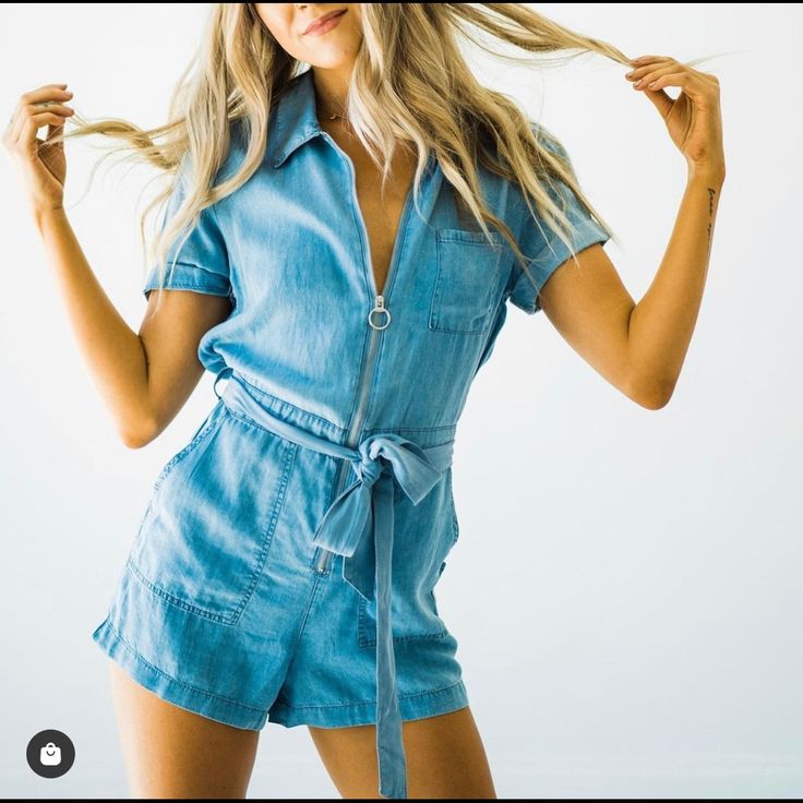 100% Tencel Denim Romper, Size Medium. Fits Like A 4/6. Brand New, With Tags Still Attached! Open To Offers! Light Wash Relaxed Denim Jumpsuit For Day Out, Casual Denim Jumpsuit For Spring, Chic Light Wash Denim Jumpsuit For Spring, Casual Light Wash Denim Jumpsuit For Day Out, Washed Blue Denim Jumpsuit For Day Out, Trendy Medium Wash Denim Jumpsuit For Day Out, Light Wash Cotton Denim Jumpsuit For Day Out, Chic Light Wash Denim Jumpsuit With Relaxed Fit, Trendy Washed Blue Denim Jumpsuit For Day Out