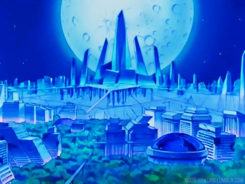 an artistic painting of a futuristic city at night with the moon in the sky above