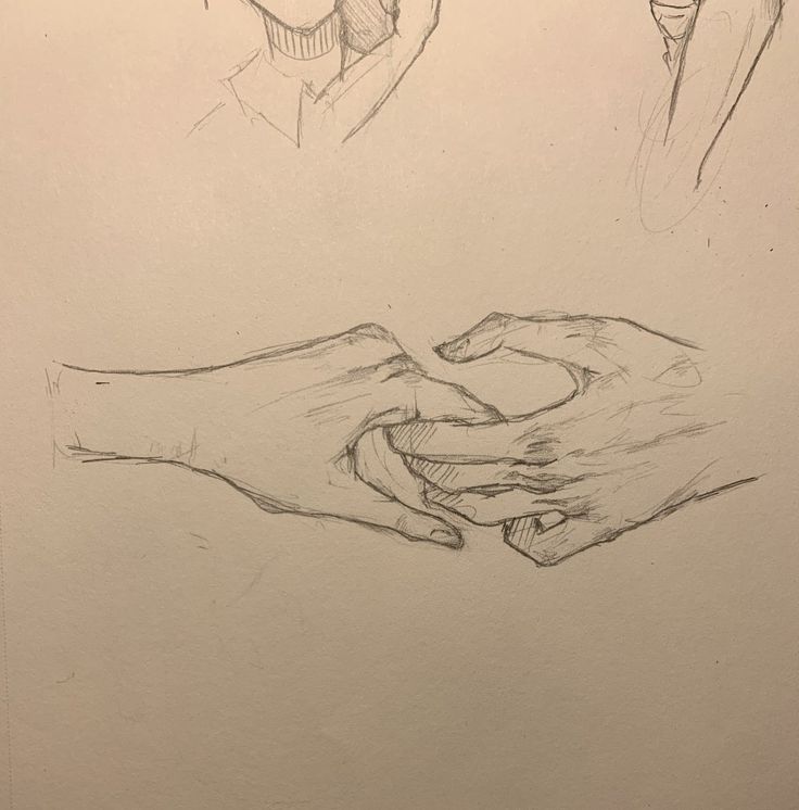 two drawings of hands holding each other