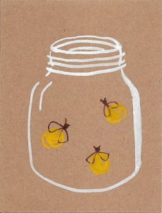 a painting of a jar with lemons in it on a brown background, which has been drawn to look like a face