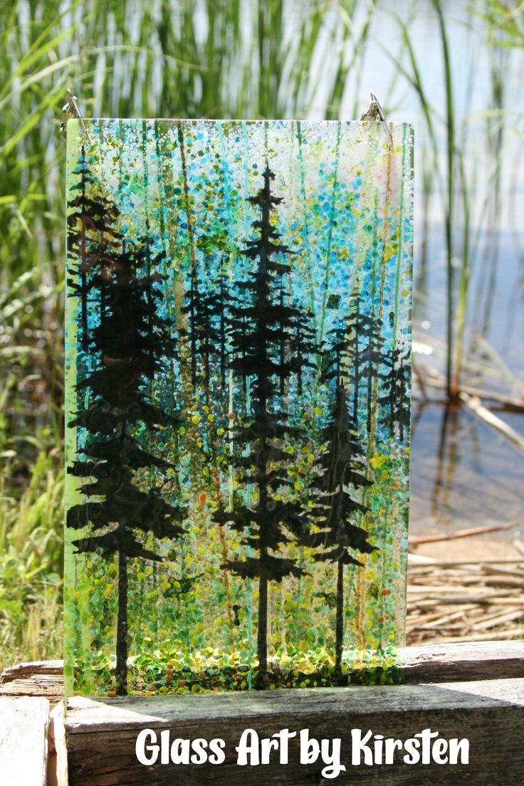 glass art by krisen featuring trees and water