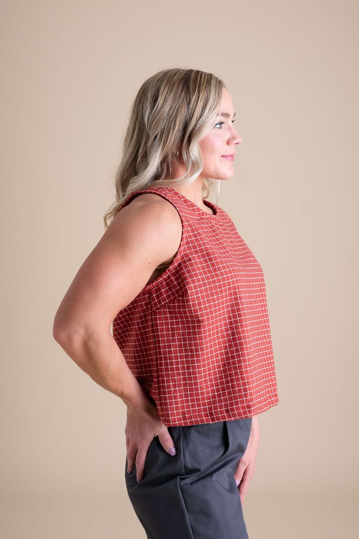 Simple, timeless, & easy. We named it the Classic Tank for a reason! Now available in fresh patterned Red Check, Wisteria, and Poppy! We updated the fit of this tank by lowering the neckline and armpit just a teeny touch. Jumpsuit And Cardigan, Miscellaneous Gifts, For A Reason, Skirt Leggings, Cotton Fleece, Cardigan Tops, Wisteria, Cardigan Jacket, Dresses With Leggings