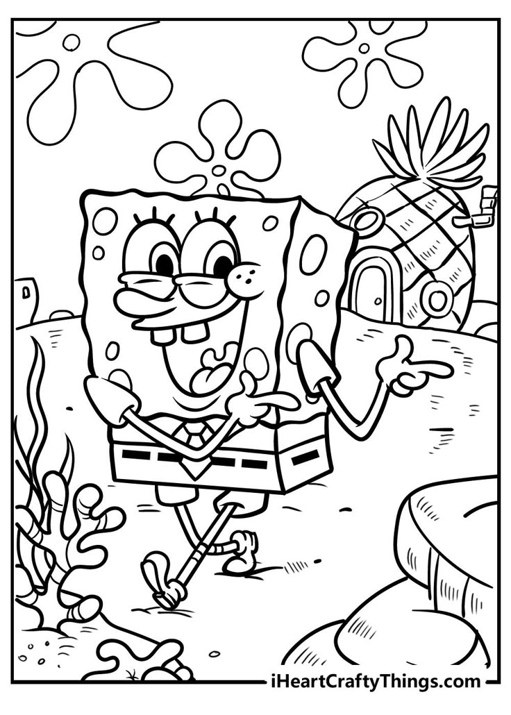 spongebob coloring pages for kids to print out and color with the spongebob