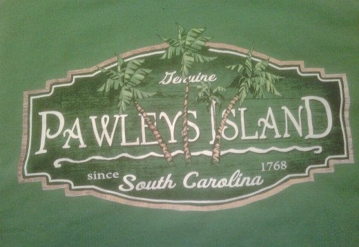 a green shirt with palm trees and the name pawley's island since south carolina