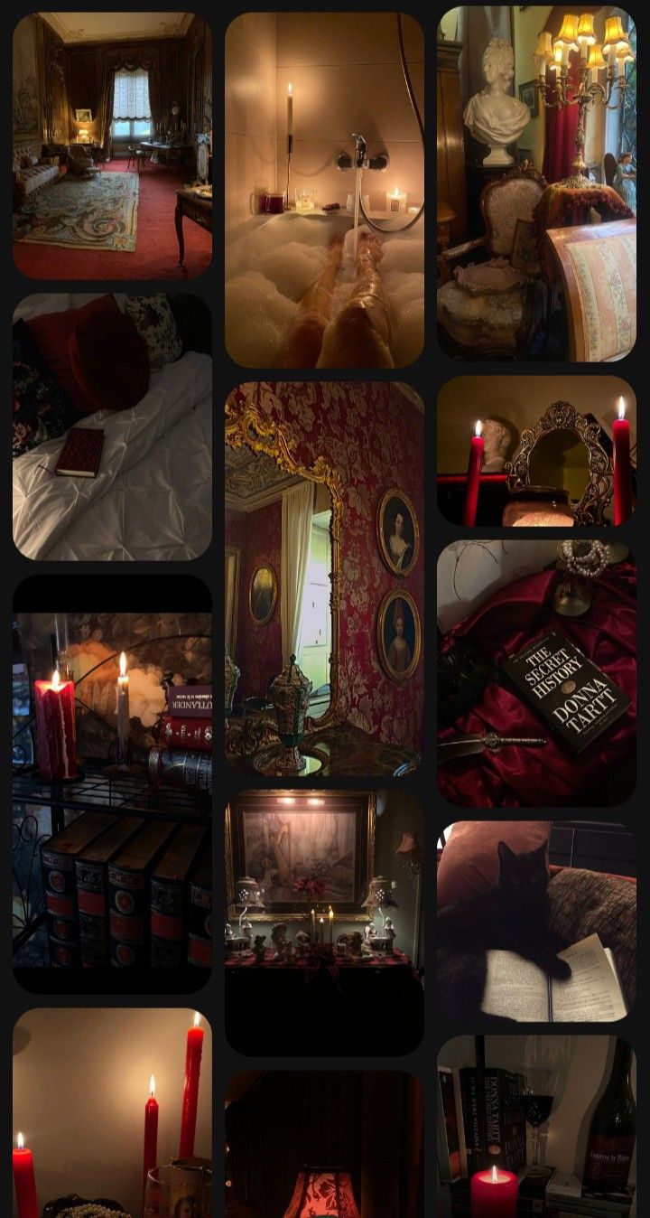 a collage of photos with candles and pictures on them that show different rooms in the house