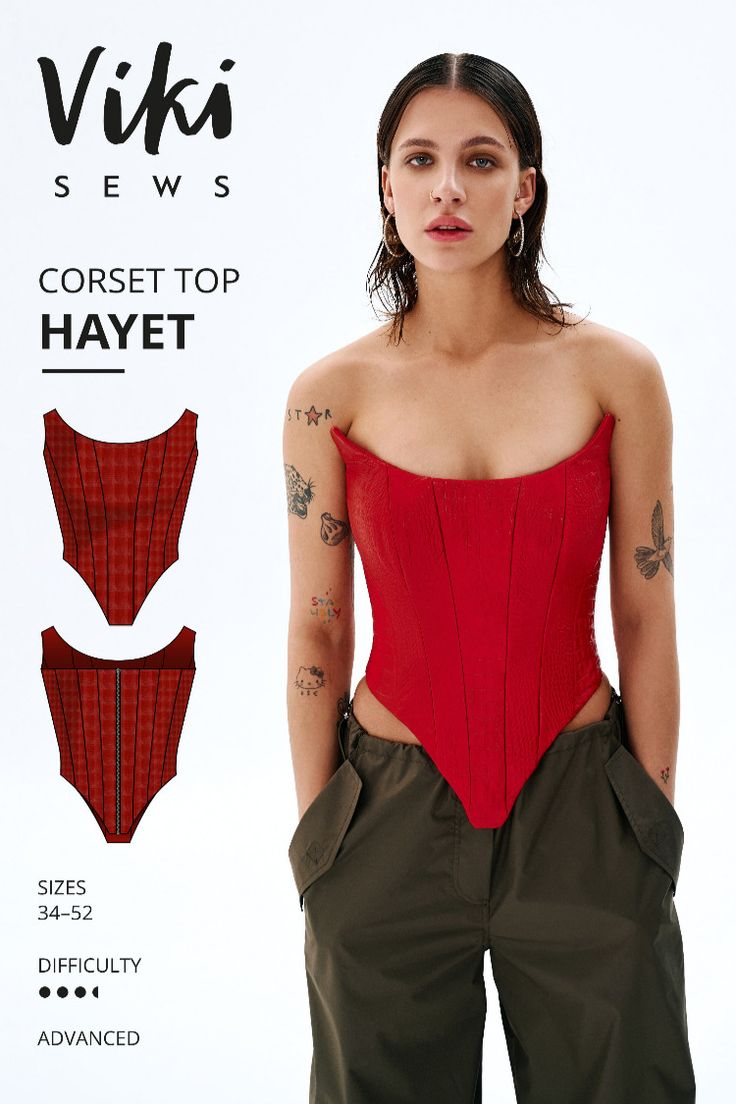 Craft Your Style with Exclusive Vikisews Hayet Corset Top Pattern – Chic Sewing Project Cutout Top Pattern, Corset Top Sewing Pattern Free, Body Suit Sewing Pattern Free, Corset Top Free Pattern, Sewing Corset Top, Corset Diy Pattern, Corset Top Pattern Free, How To Make A Corset Top, How To Sew A Corset