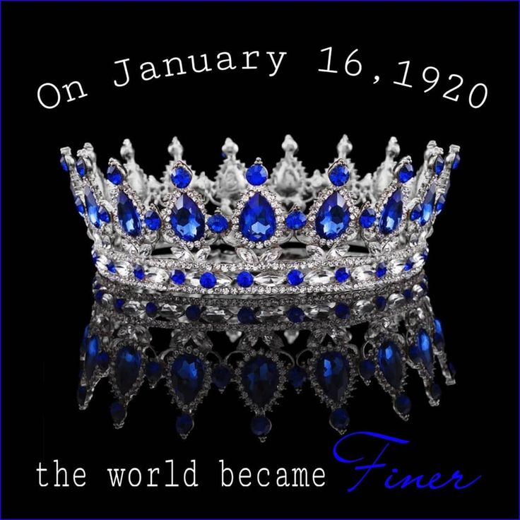 a blue tiara with the words on january 16, 1920 in front of it