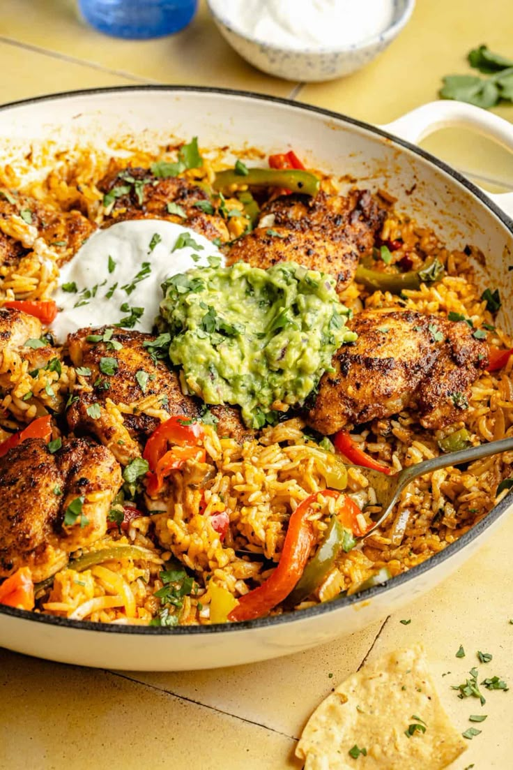 This Chicken and Rice Taco Skillet is a weeknight hero in my house and I know it will be in yours too! So much flavor in one skillet. Taco Skillet, The Defined Dish, Defined Dish, Baked Turkey, Chicken And Rice, One Pot Meals, Dinner Time, Chicken Dinner, Chicken Dishes