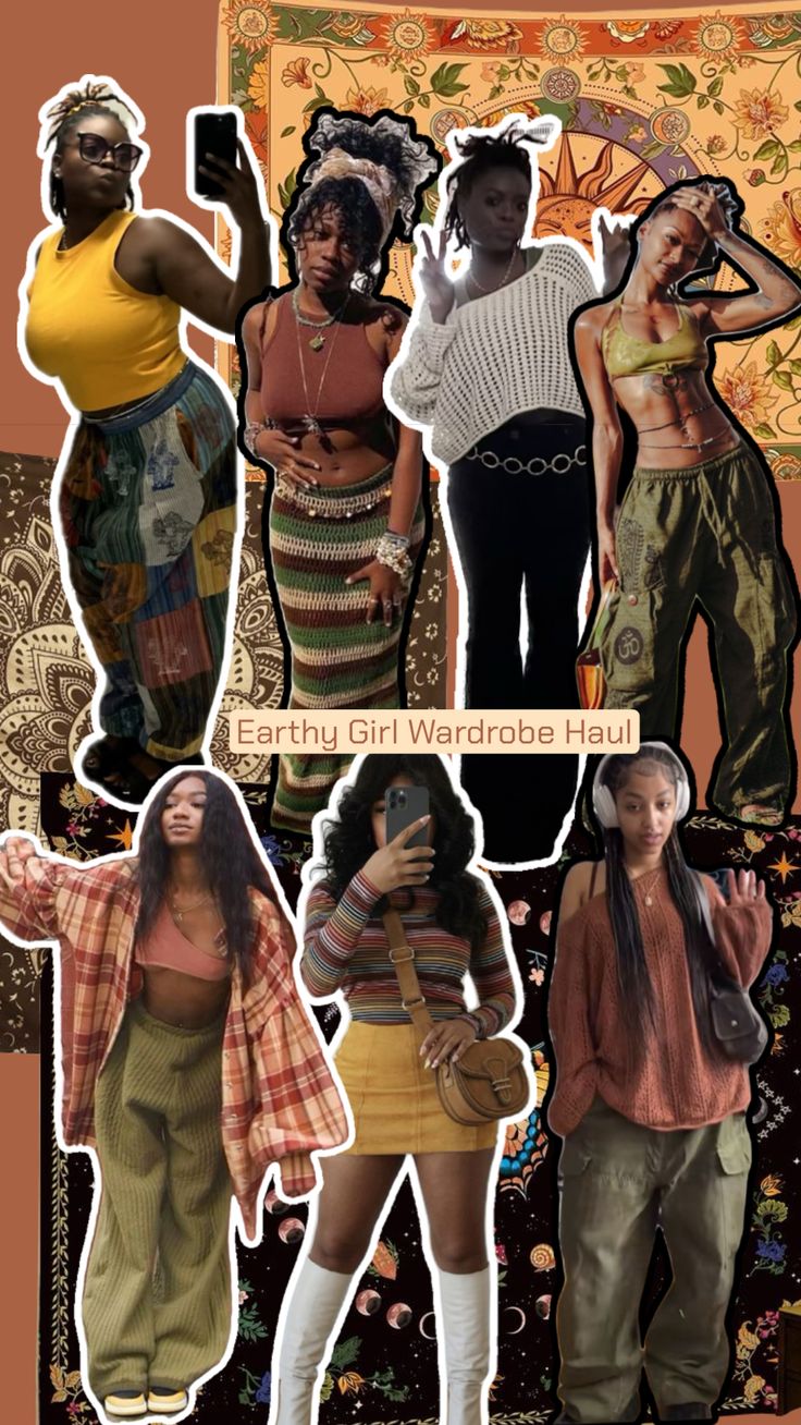 the collage shows women in different outfits