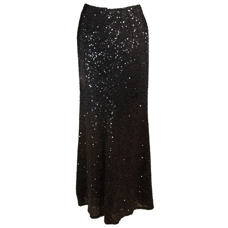 This is a beautiful Bill Blass floor length sequin skirt with a black to brown ombre. Features a center back zipper. Made in USA. Measures (Approximately) Size 6 Length: 41.5" Waist: 26" Hip: 38" Sequin Cami Outfit, Black To Brown Ombre, Cami Outfits, Long Sequin Skirt, Sequin Skirt Long, Brown Maxi Skirts, Edgy Glam, Black Sequin Skirt, Sparkly Accessories