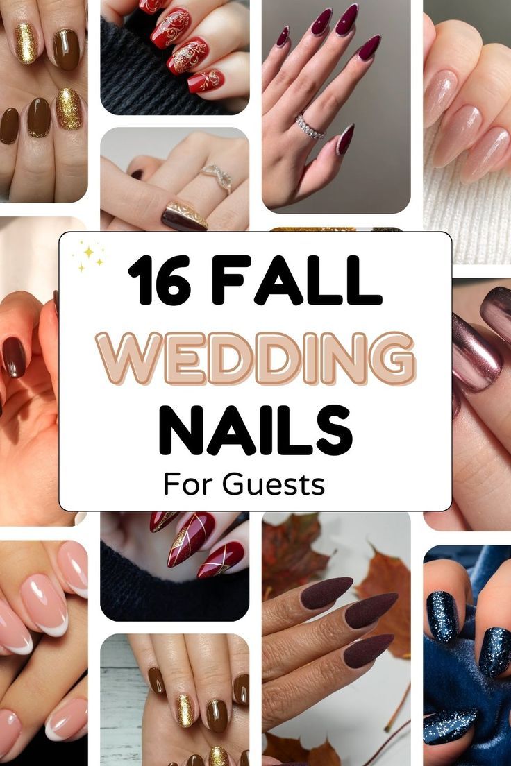 fall wedding nails for guests Nail Polish Ideas For Wedding Guest, Acrylic Nails For A Wedding Guest, Wedding Nails Color, Wedding Guests Nails, November Wedding Guest Nails, Simple Fall Wedding Nails, Holiday Wedding Nails, Fall Wedding Nail Colors, November Wedding Nails