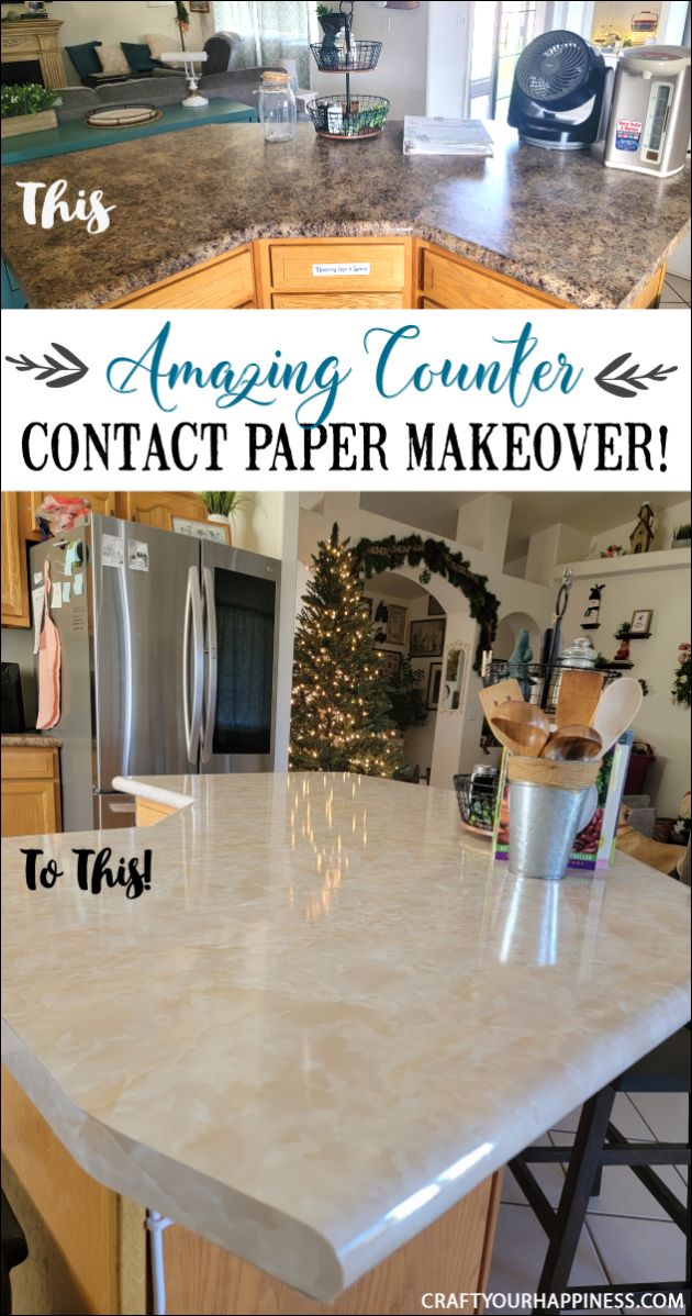 a kitchen counter top with the words amazing counter contact paper makeover