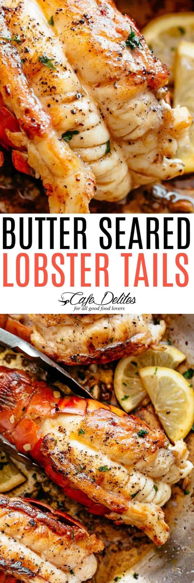 butter seared lobster tails with lemons and herbs