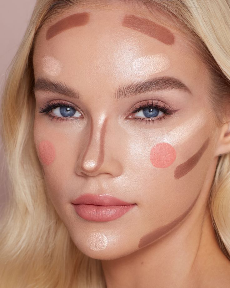 Blush For Beginners, Contour Makeup Steps, Charlotte Tilbury Looks, No Make Up Make Up Look, Blush Pumps, Contouring For Beginners, Liquid Contour, Charlotte Tilbury Pillow Talk, Cheek Contour