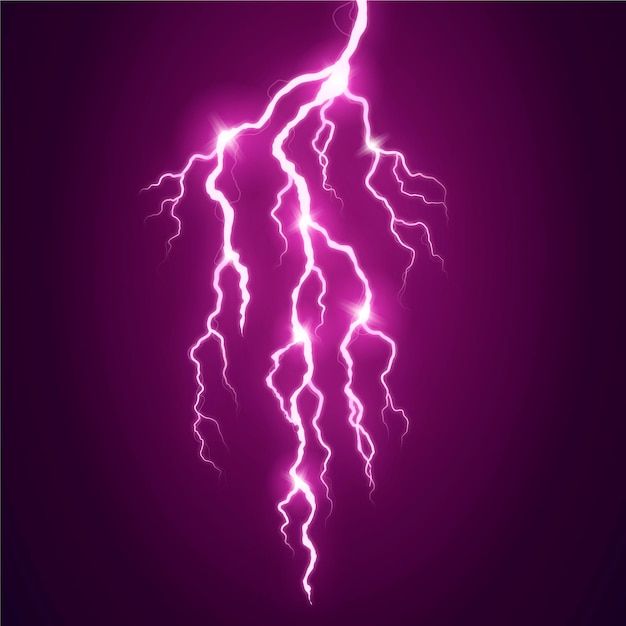 a purple background with lightning strikes