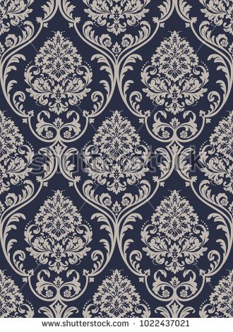 a blue and white damask wallpaper pattern