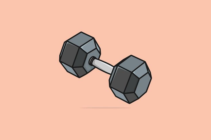 an illustration of two dumbbells on a pink background