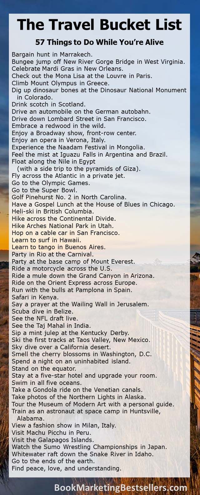 the travel bucket list is shown in this image