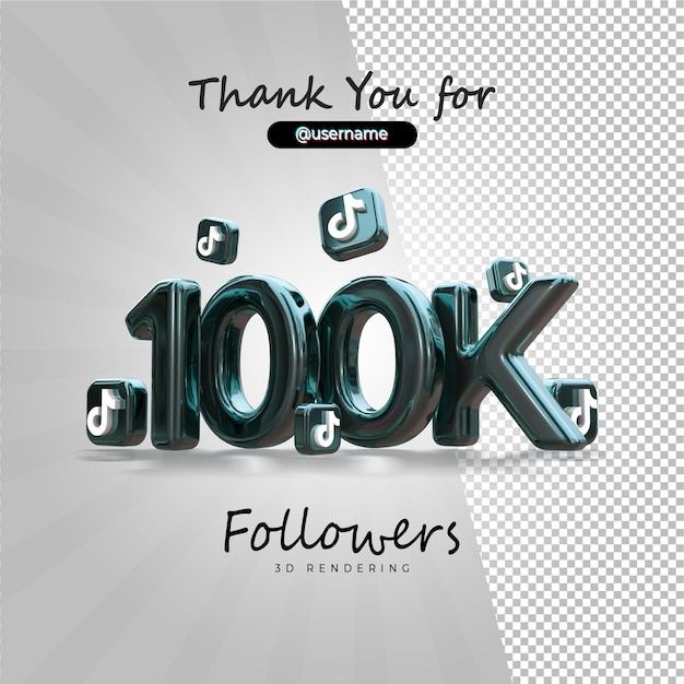 thank you for 100k followers with 3d letters and music notes on the bottom right corner