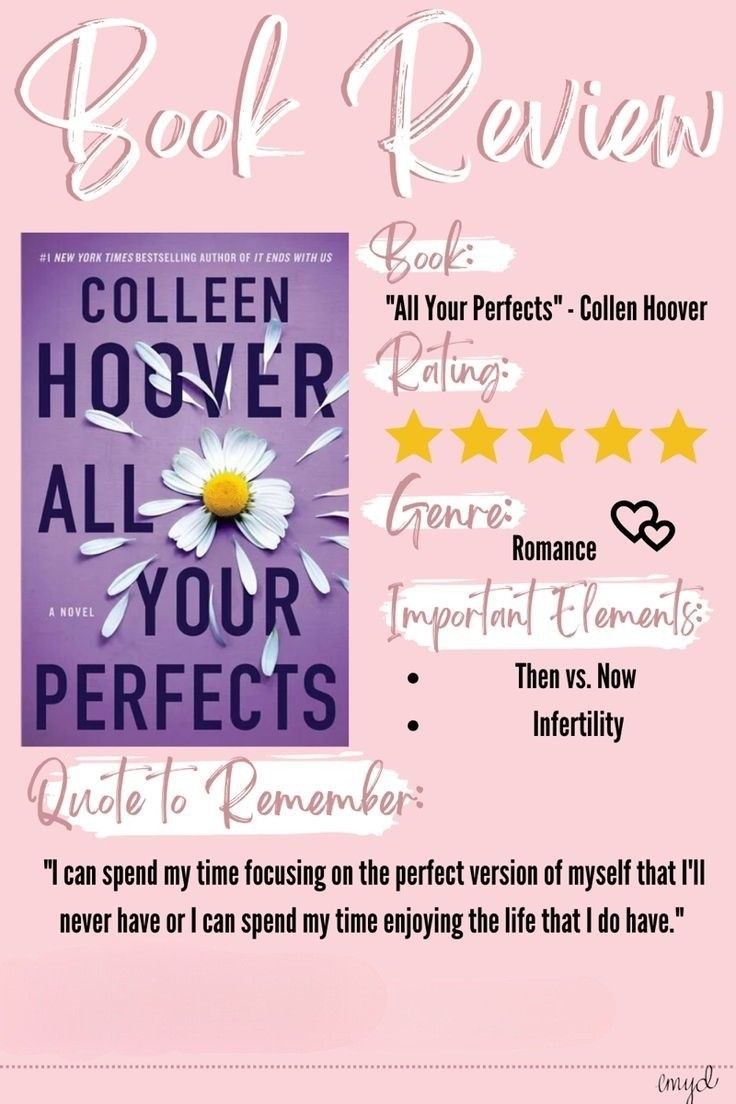 the book review for collie hover all your perfects is shown in pink