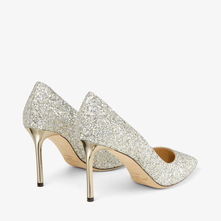 Champagne Coarse Glitter Fabric Pointy Toe Pump| ROMY 85| Pre Fall 19 | JIMMY CHOO Jimmy Choo Romy 85, Jimmy Choo Romy, Jimmy Choo Pumps, Glitter Pumps, Evening Outfits, Glitter Fabric, Jimmy Choo Shoes, Mid Heel, Pre Fall