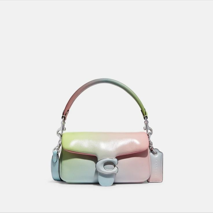 Unique Ombr Pattern And Multicolor Handle/Strap Crafted From High-Quality Leather And Silver Hardware, This Mini Bag Has A Bag Width Of 7 1/4", Bag Height Of 4", And Bag Depth Of 2 1/2". Style # Ca084 Authentic 100% Coach Pillow Tabby, Coach Pillows, Tabby Shoulder Bag, Coach Tabby, Leather Pillow, Coach Leather, Nappa Leather, Coach Purses, Leather Satchel