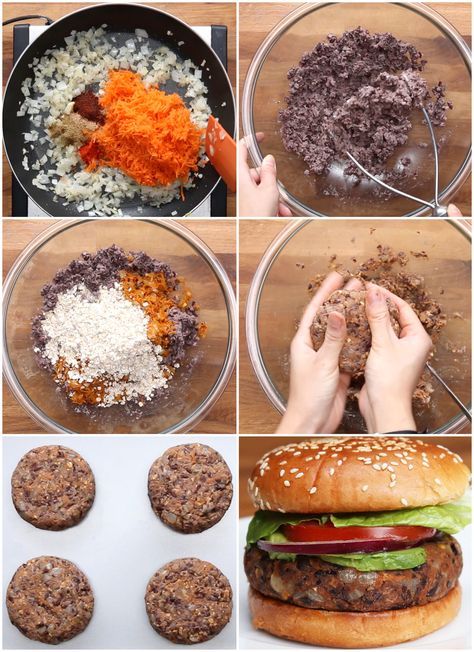 the steps to make hamburger burgers are shown