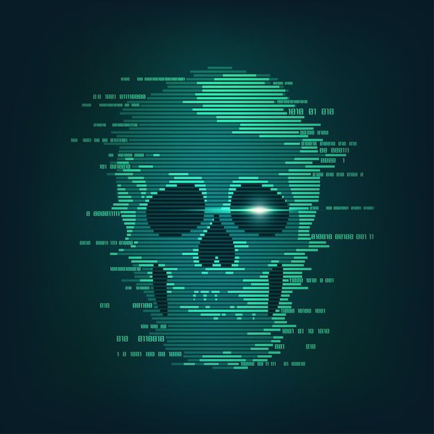 a skull with glasses on it's face is depicted in green and blue colors