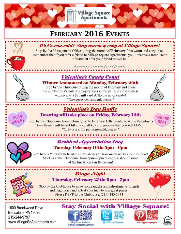 the flyer for valentine's day at village square