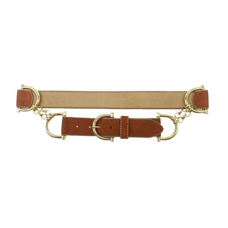 This Streets Ahead Gold Horsebit Belt is a sophisticated touch of equestrian elegance. Crafted from the finest Cognac nubuck Italian leather detailed with gold horseshoe connectors and buckle, this 1.5" belt ensures timeless style. Imported from Italy and ethically made in California, it is the perfect combination of luxury and ethical craftsmanship. Horsebit Belt, Belts 2023, Belt With Chain, Black Leather Belt, Chain Belt, Modest Fashion Outfits, Timeless Accessories, Belt Size, Black Belt