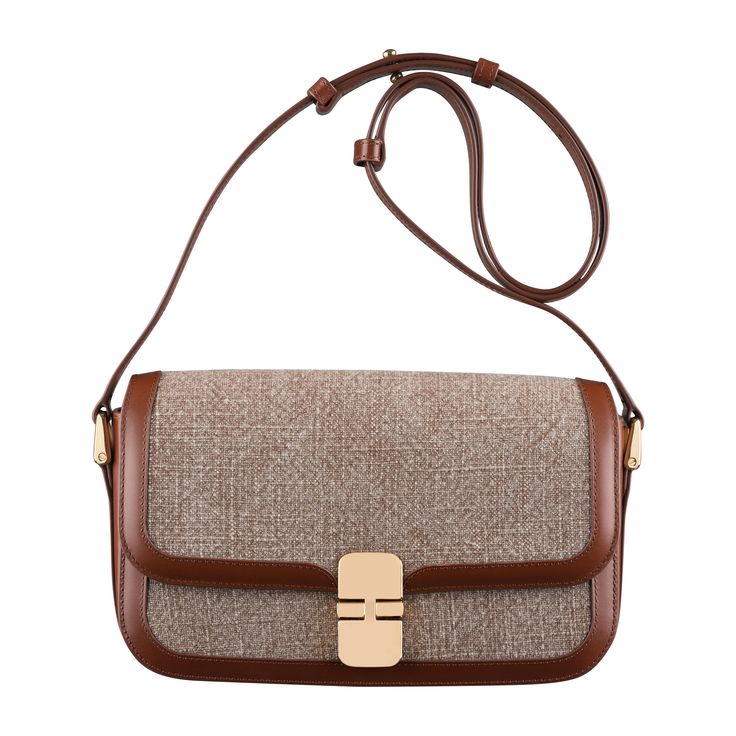 CAD-1 Brown Crossbody Shoulder Bag With Palladium Hardware, Brown Baguette Office Bag, Luxury Square Baguette Bag With Detachable Strap, Classic Shoulder Bag With Leather Trim For Work, Classic Leather Trim Shoulder Bag For Work, Brown Baguette Bag For Evening, Luxury Brown Flap Bag With Adjustable Strap, Brown Baguette Shoulder Bag For Travel, Timeless Rectangular Baguette Bag With Detachable Strap