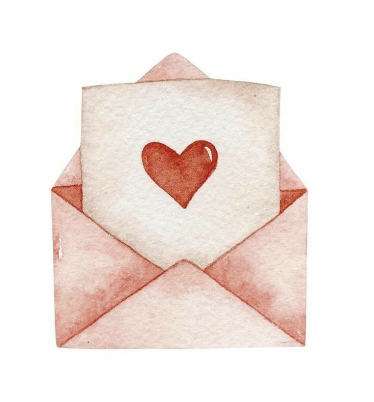 an envelope with a red heart in it