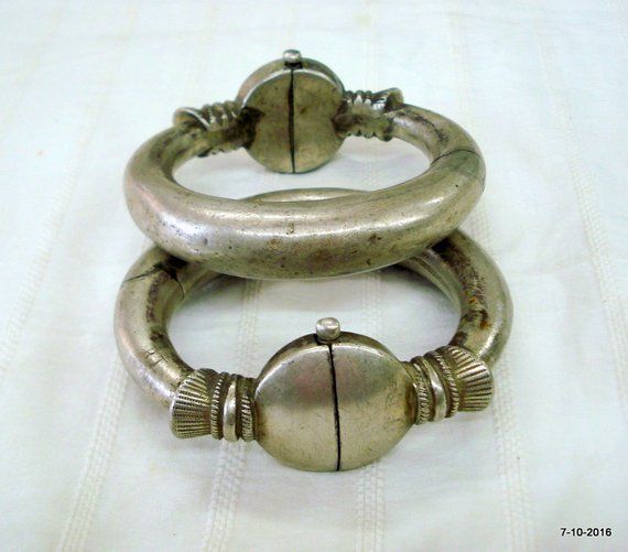 Vintage antique tribal old silver bracelet bangle pair traditional jewellery Silver Bangle Bracelets Cuffs, Foot Bracelet, Traditional Jewellery, Sterling Silver Bangle Bracelets, Ankle Chain, Silver Anklets, Rajasthan India, Message Jewelry, Silver Bangle Bracelets