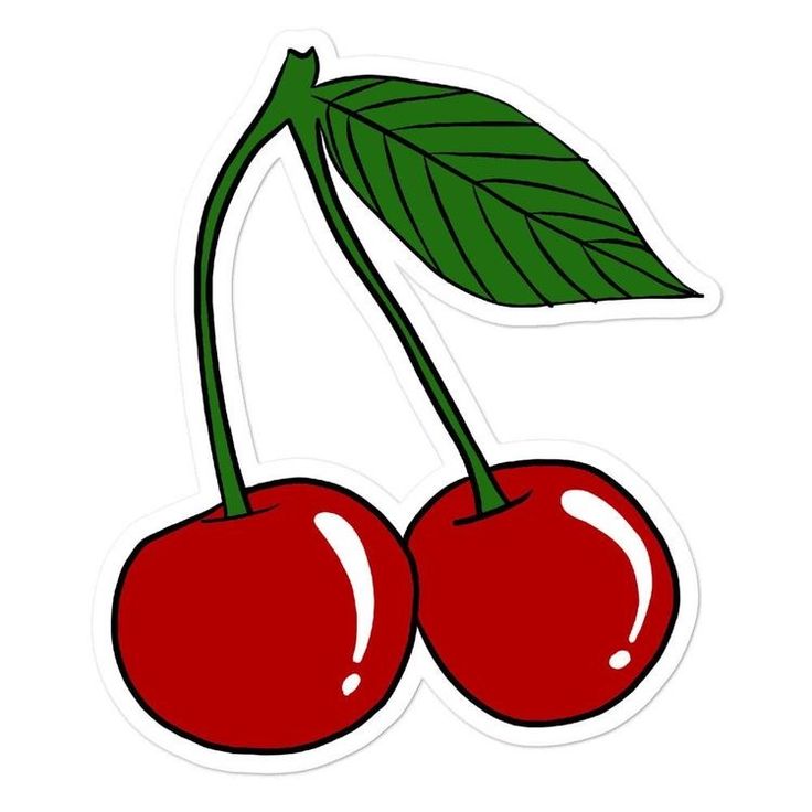 two cherries with green leaves sticker