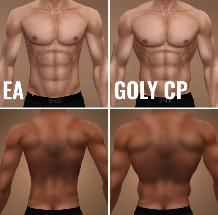 four different views of a man's chest and upper body