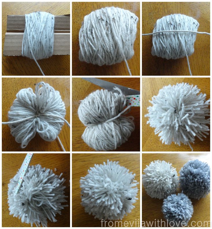 the steps to make a yarn pom - pom